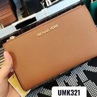 [S] MICHAEL KORS 35F8GTVW0L JET SET TRAVEL LARGE DOUBLE ZIP WRISTLET,LUGGAGE, 192317762808 (SMK166)