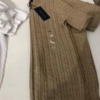 [S] TOMMY HILFIGER WOMEN'S CABLE SHORT SLEEVE KNIT,BROWN, 76J2299-280 (STH29)