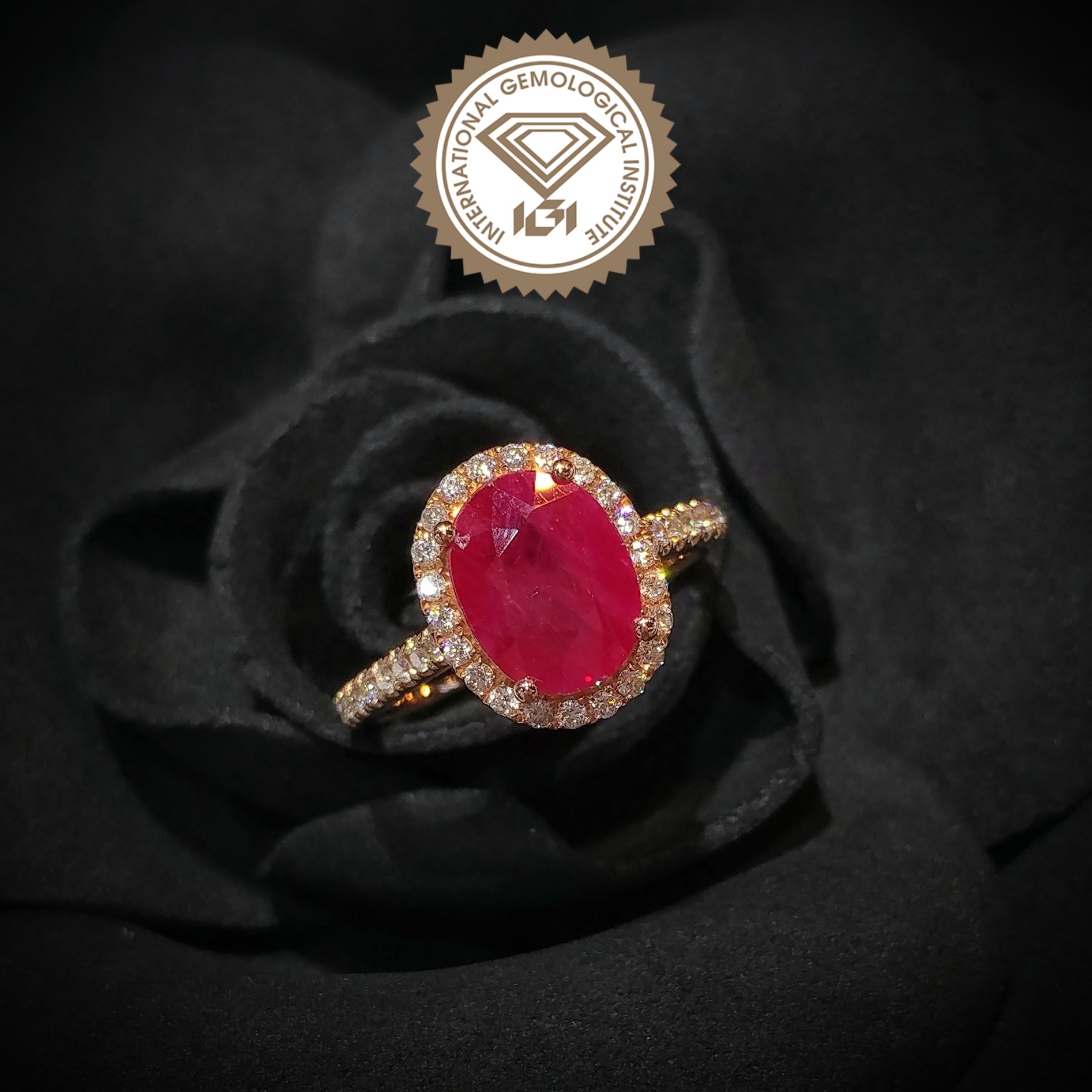 18K Rose Gold 2.41ct Ruby and Diamond Ring