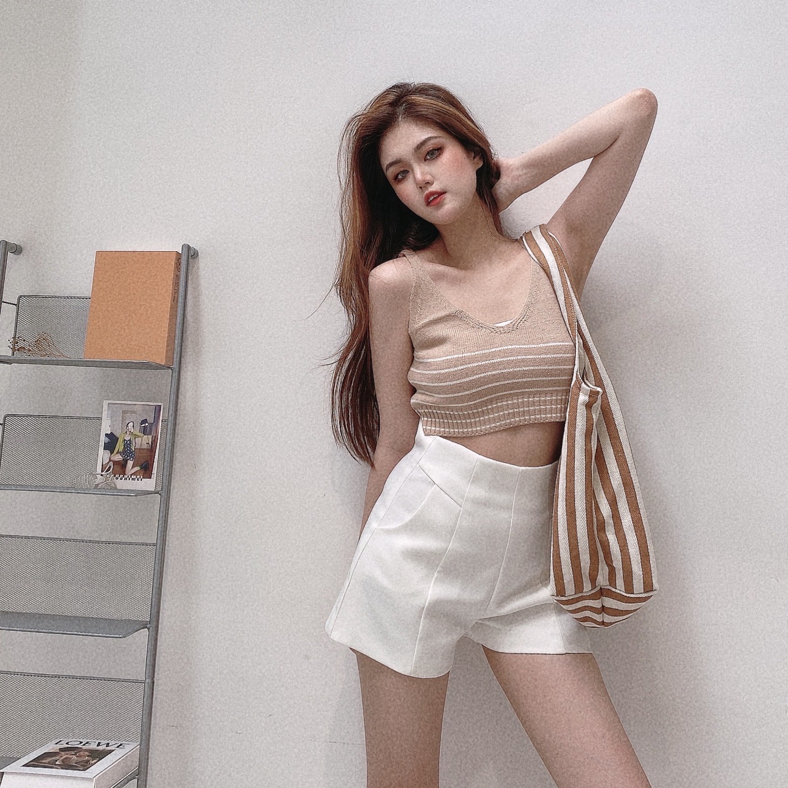 V領簡約條文短版針織背心/三色【C02291601】