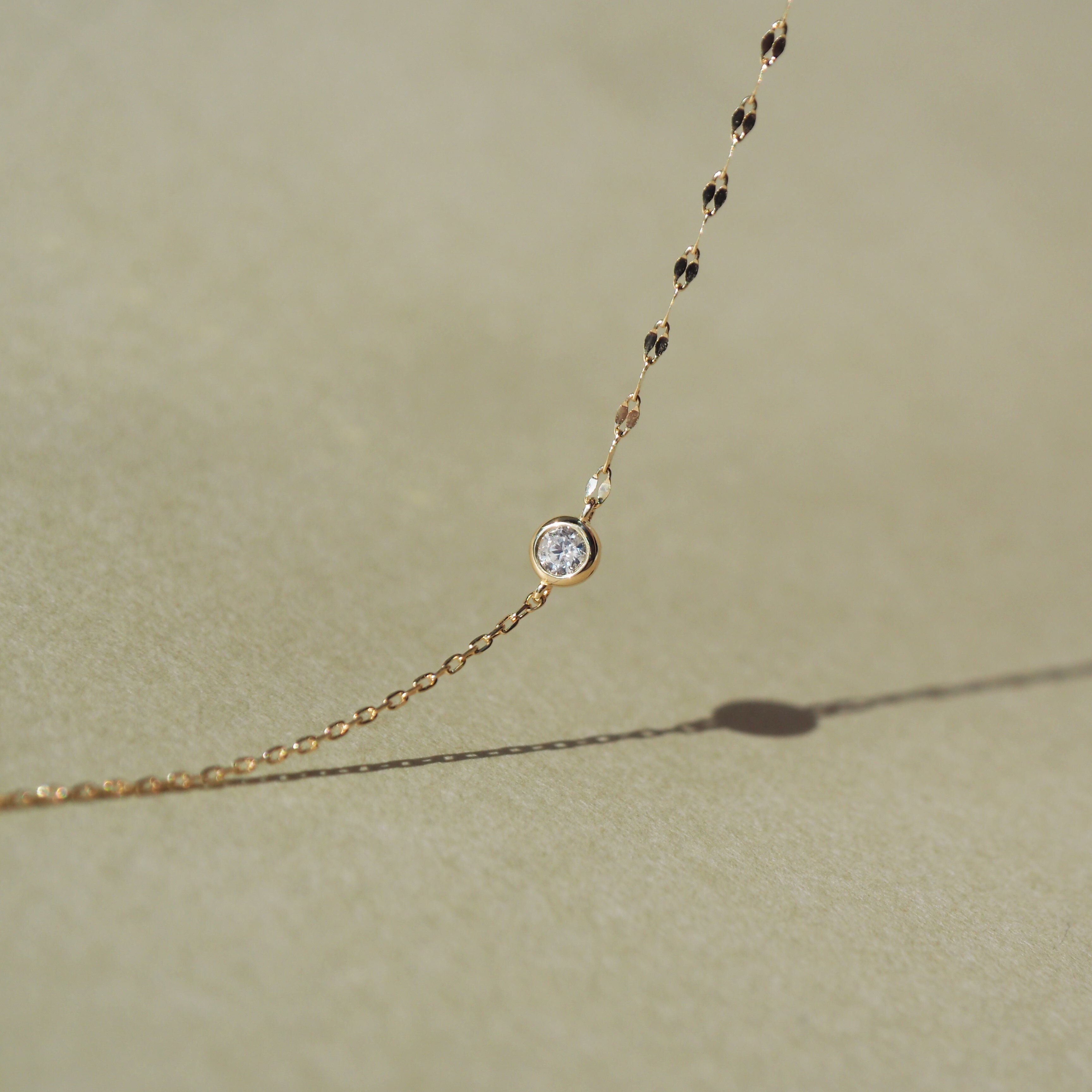 14K包鑲圓真鑽不對稱手鍊