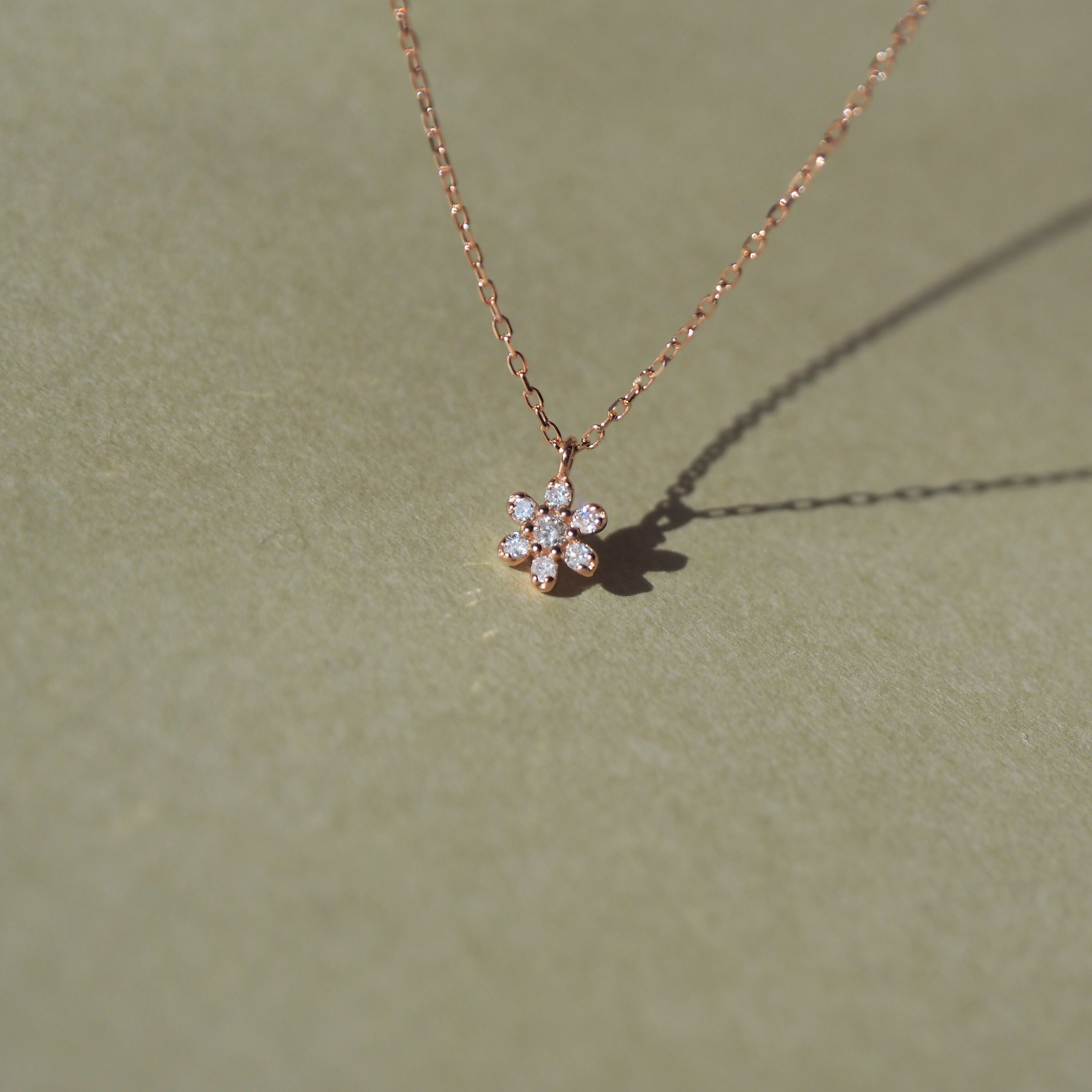 14K tiny flower真鑽項鍊