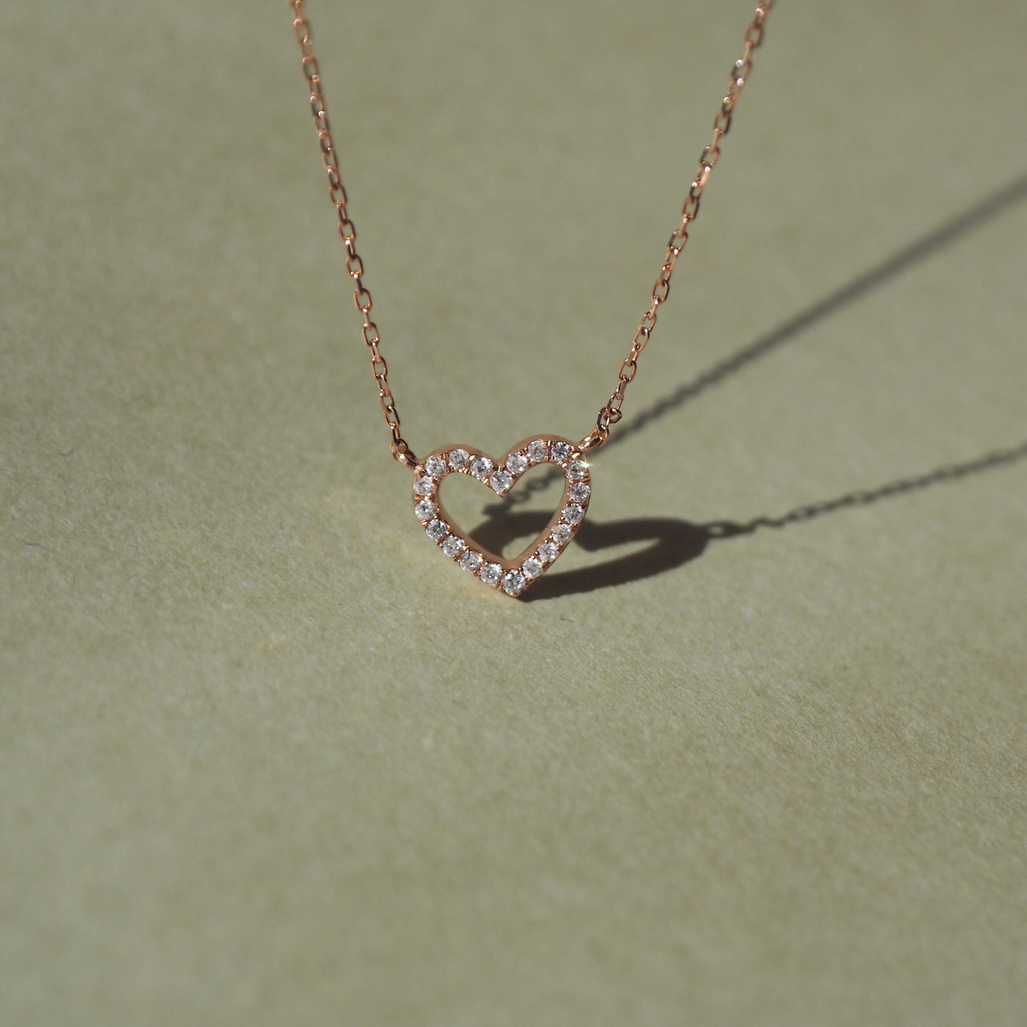 14K pave heart雙面愛心真鑽項鍊