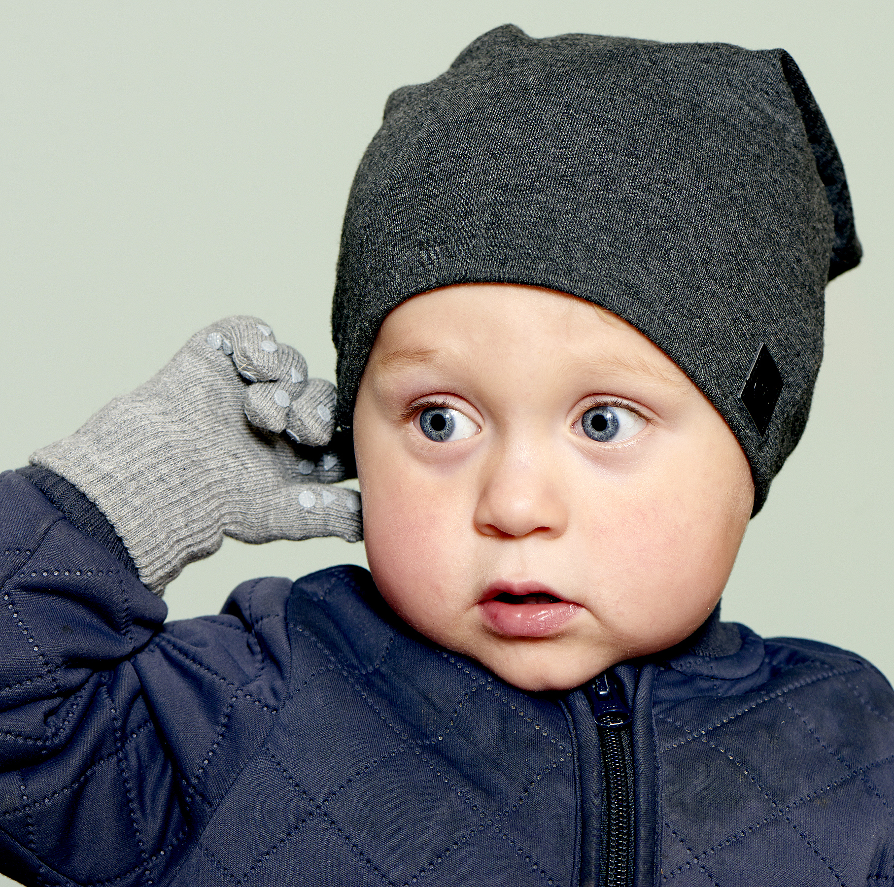 丹麥GoBabyGo 有機棉防滑手套 - Grey Melange