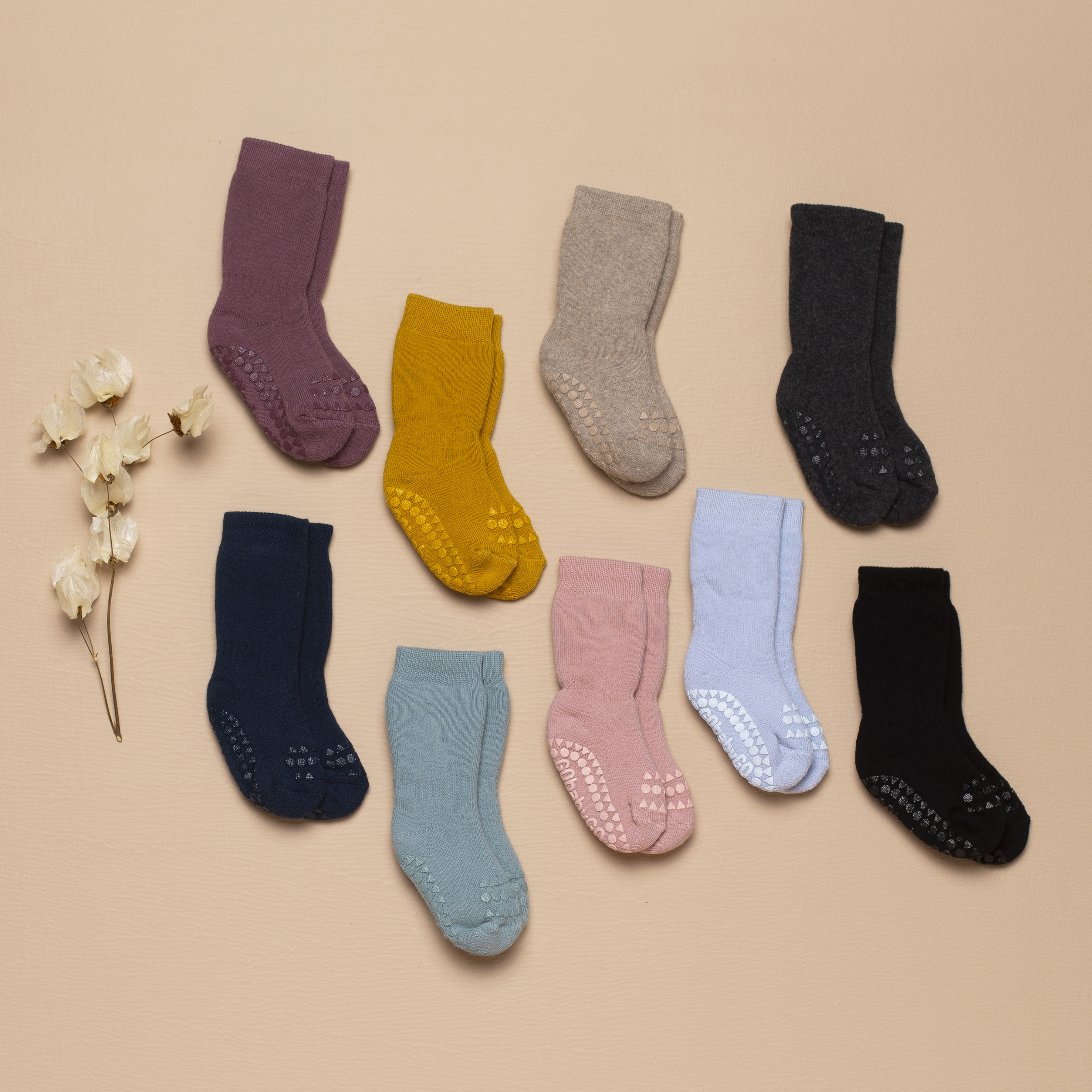 丹麥GoBabyGo 厚底棉防滑襪 - Soft Pink