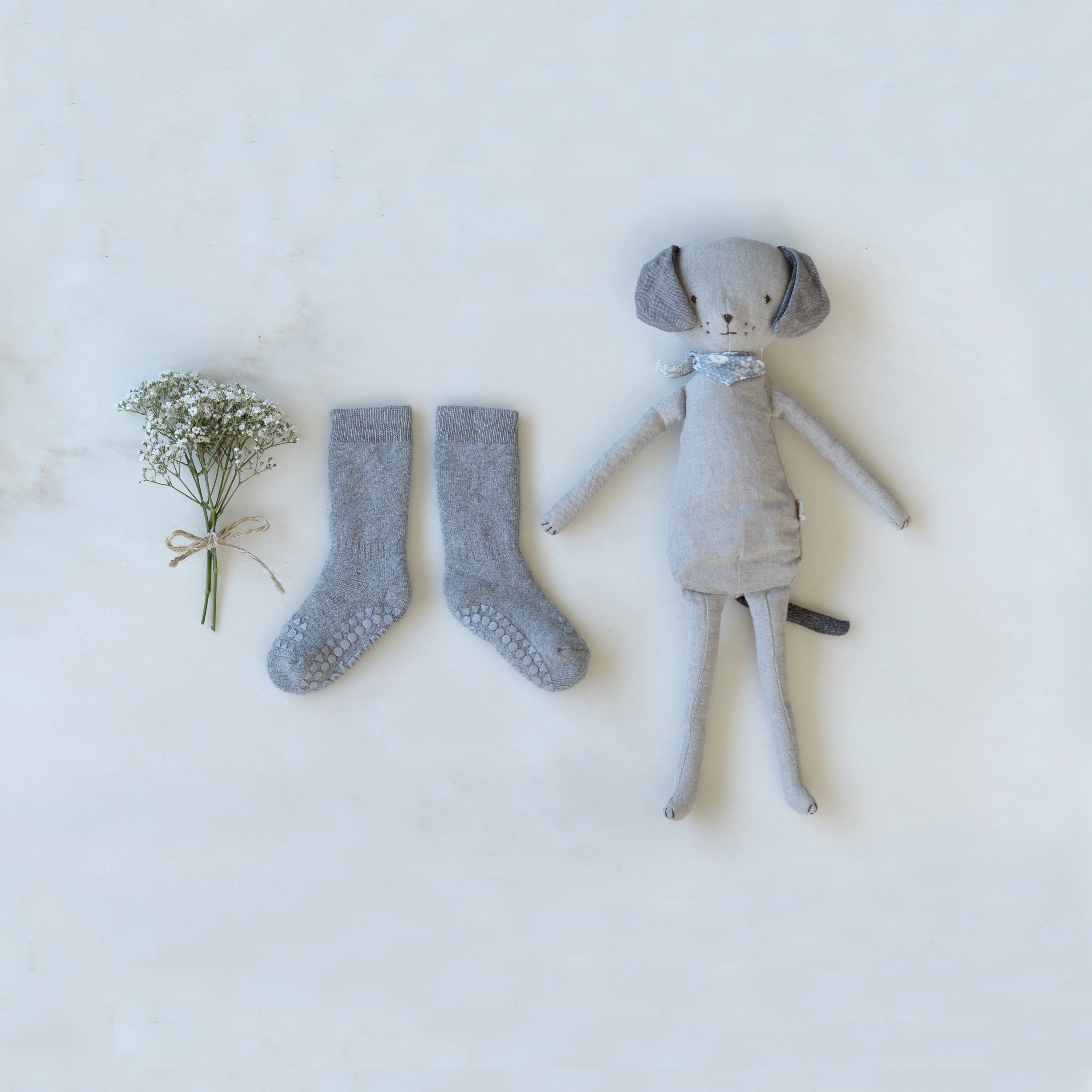 丹麥GoBabyGo 厚底棉防滑襪 - Grey Melange