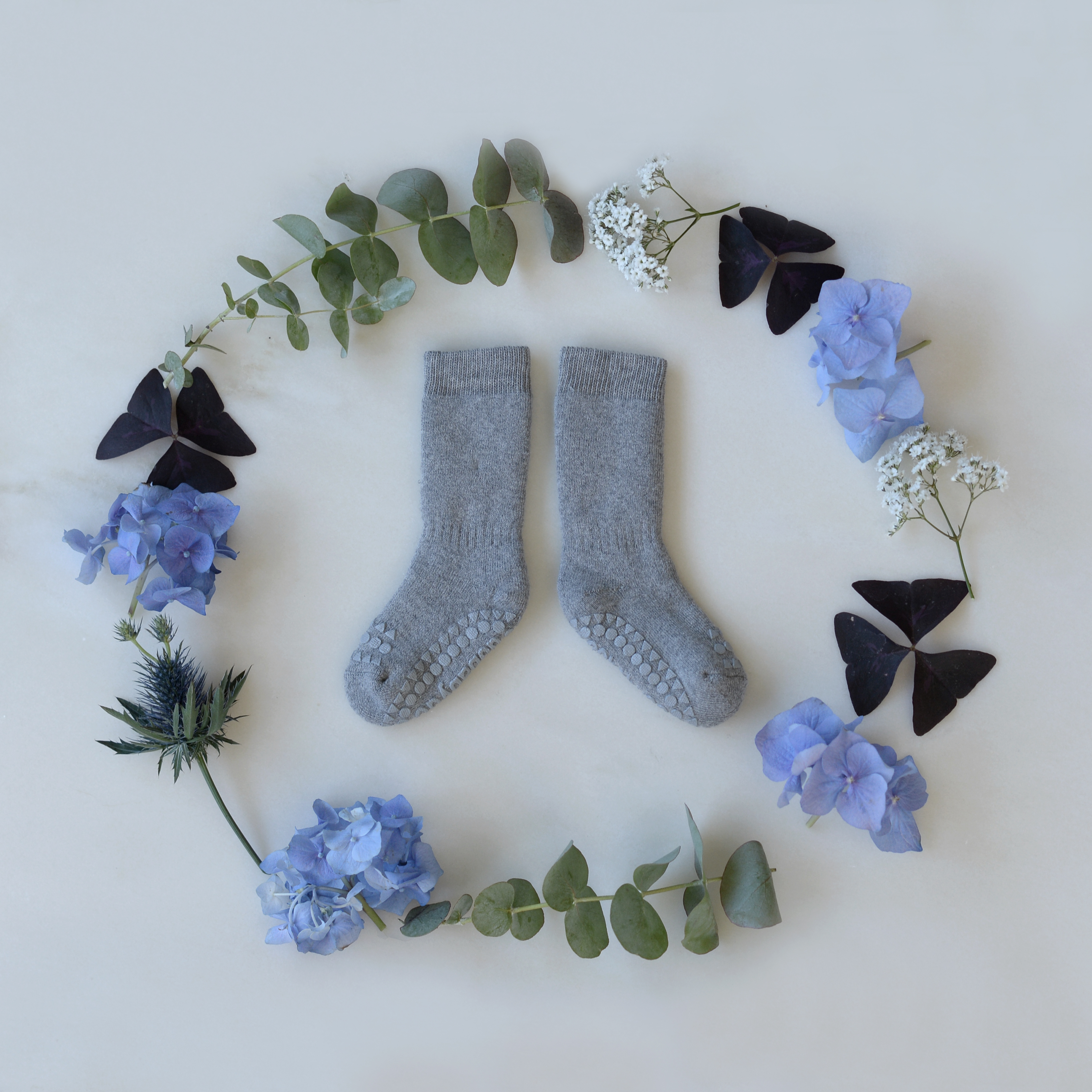 丹麥GoBabyGo 厚底棉防滑襪 - Grey Melange