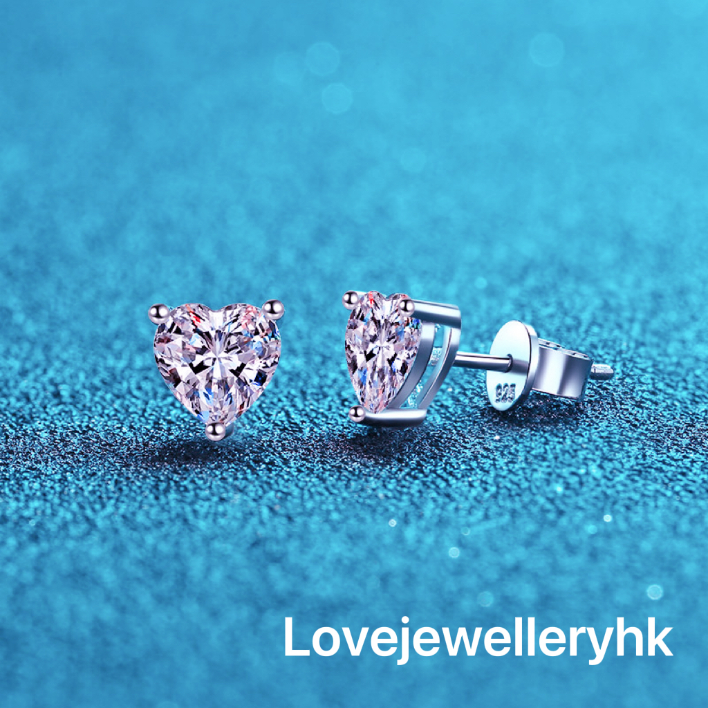 心形莫桑鑽耳環   E2C031