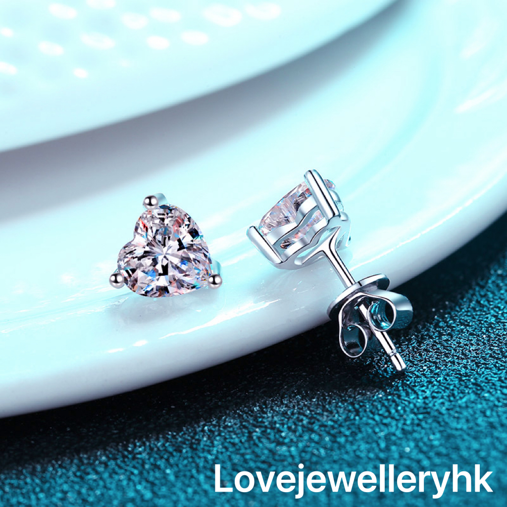 心形莫桑鑽耳環   E2C031