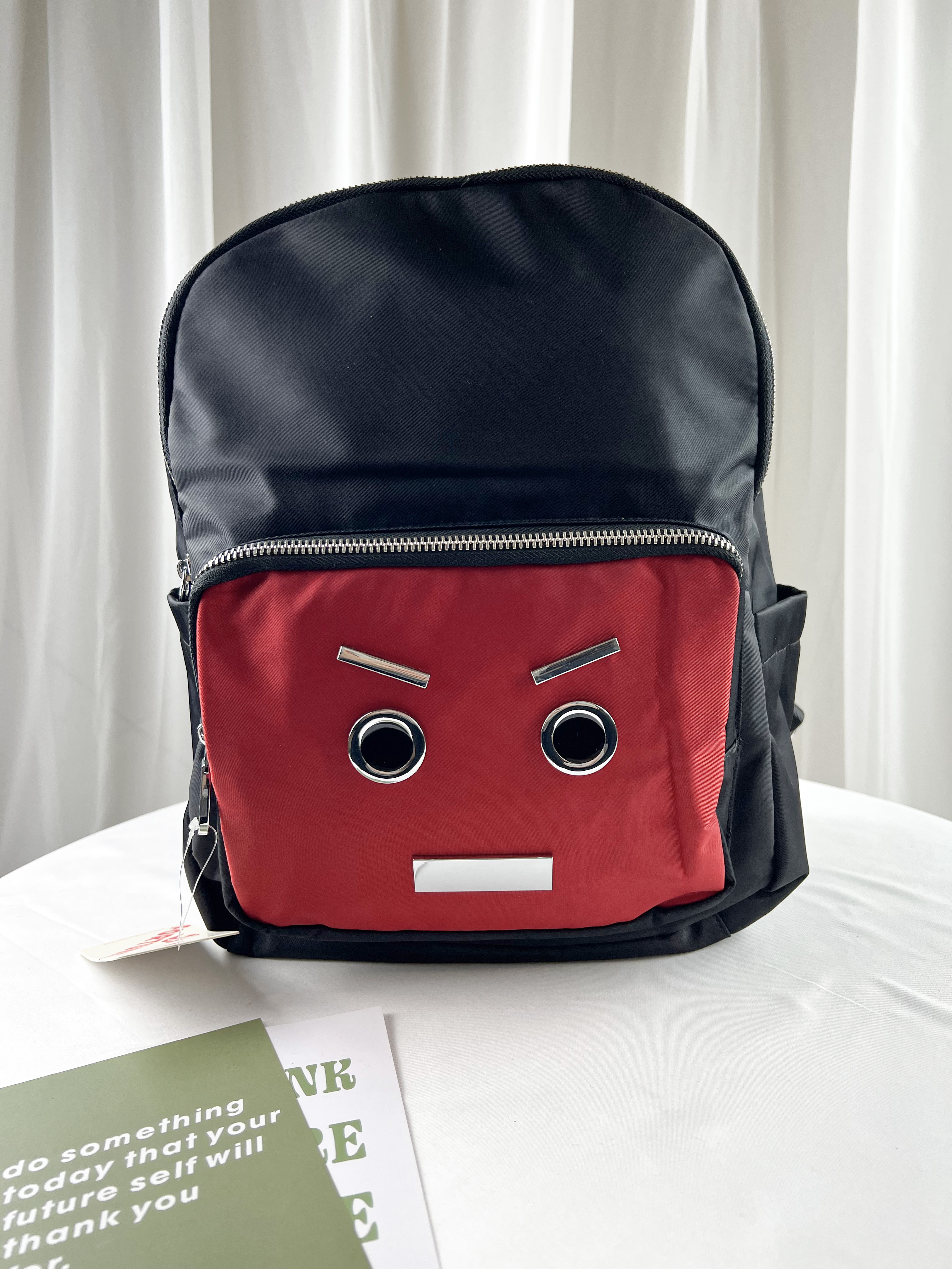 經典黑紅 素面尼龍防潑水後背包 #SM-760