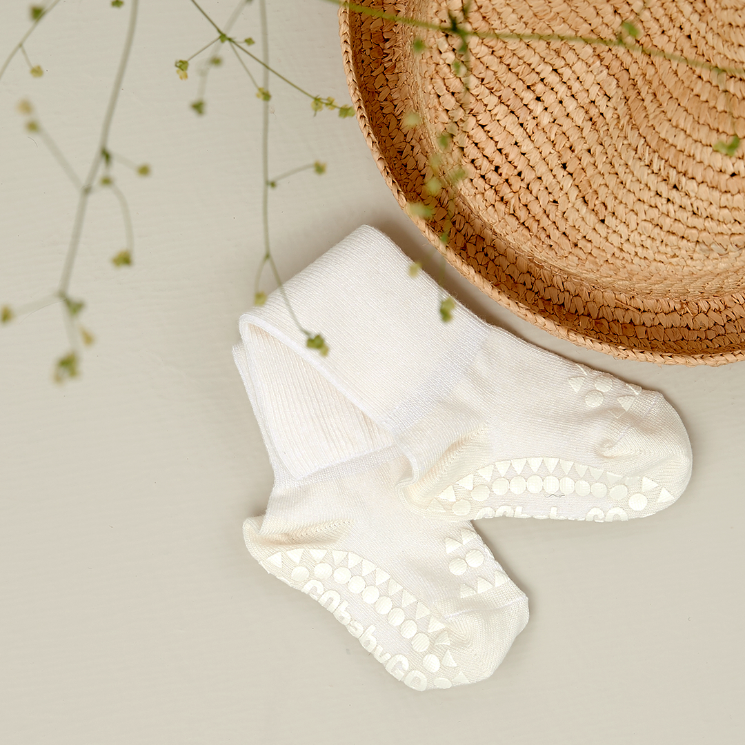 丹麥GoBabyGo 竹纖維防滑襪 - Off White