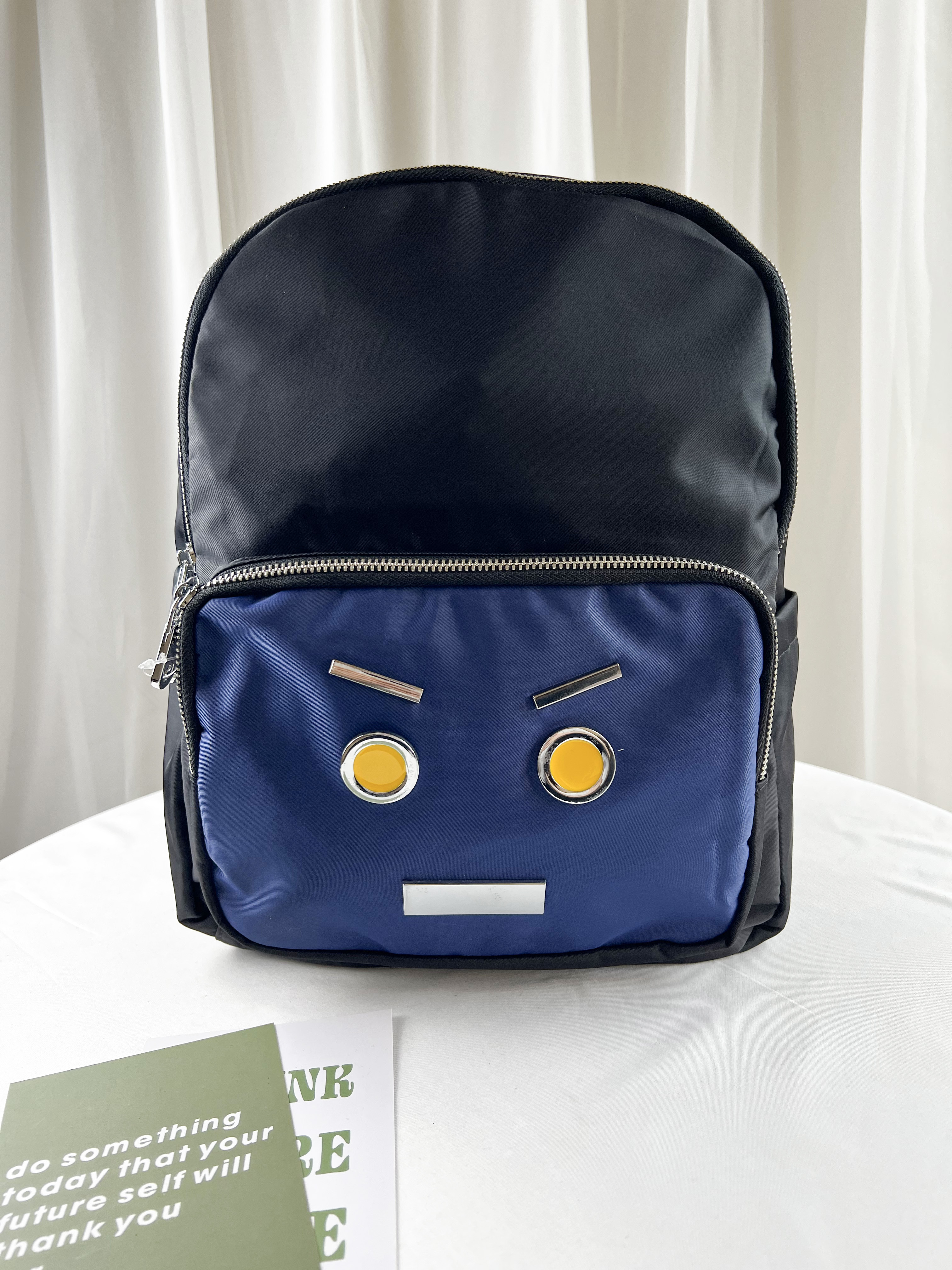 經典黑藍 素面尼龍防潑水後背包 #SM-760