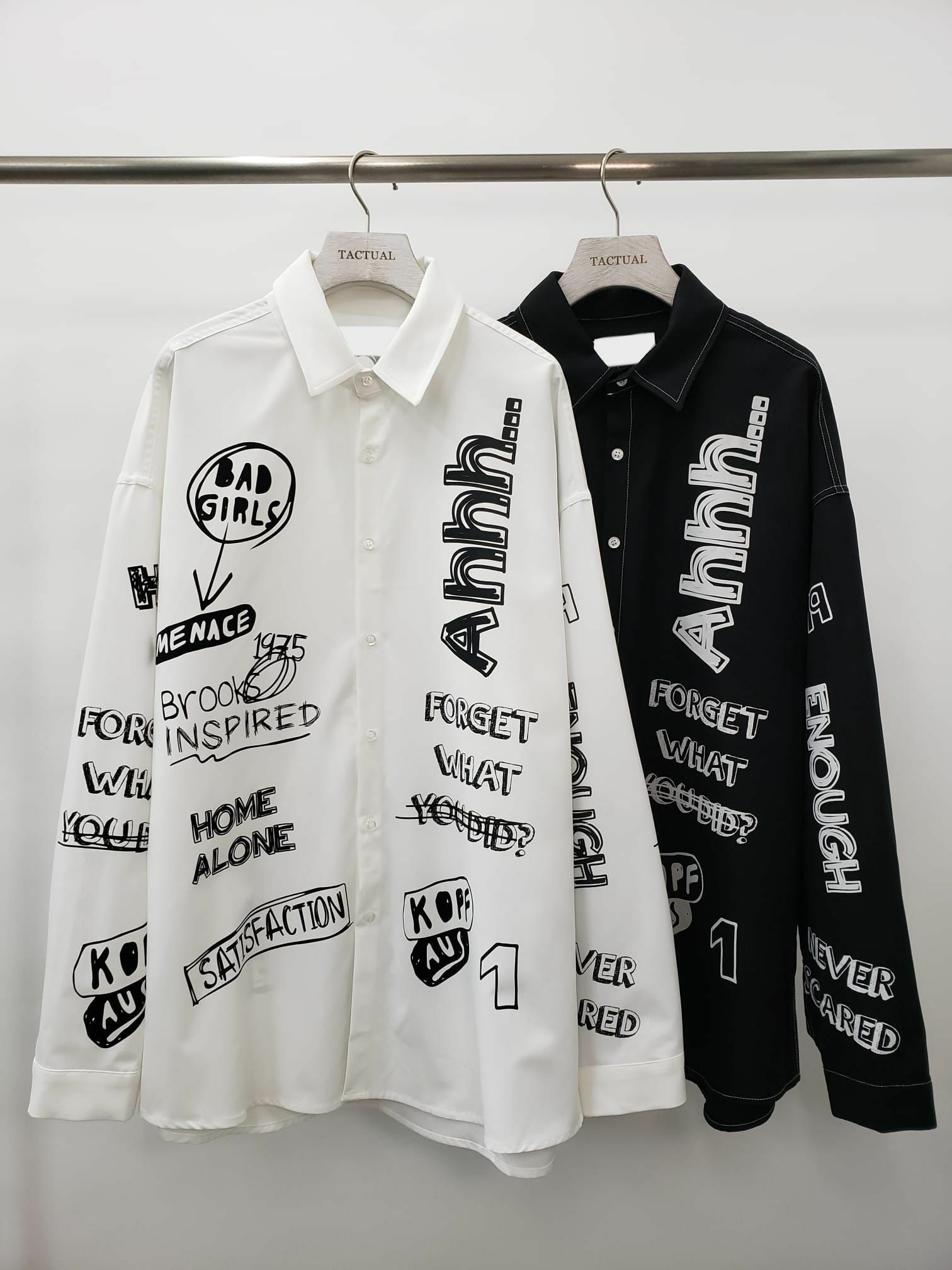 英文字圖案長袖恤衫 S1895