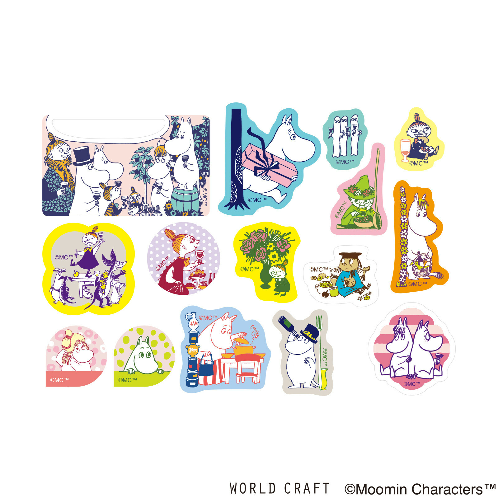 MOOMIN 嚕嚕咪 派對A 45枚和紙貼紙包｜日本WORLD CRAFT