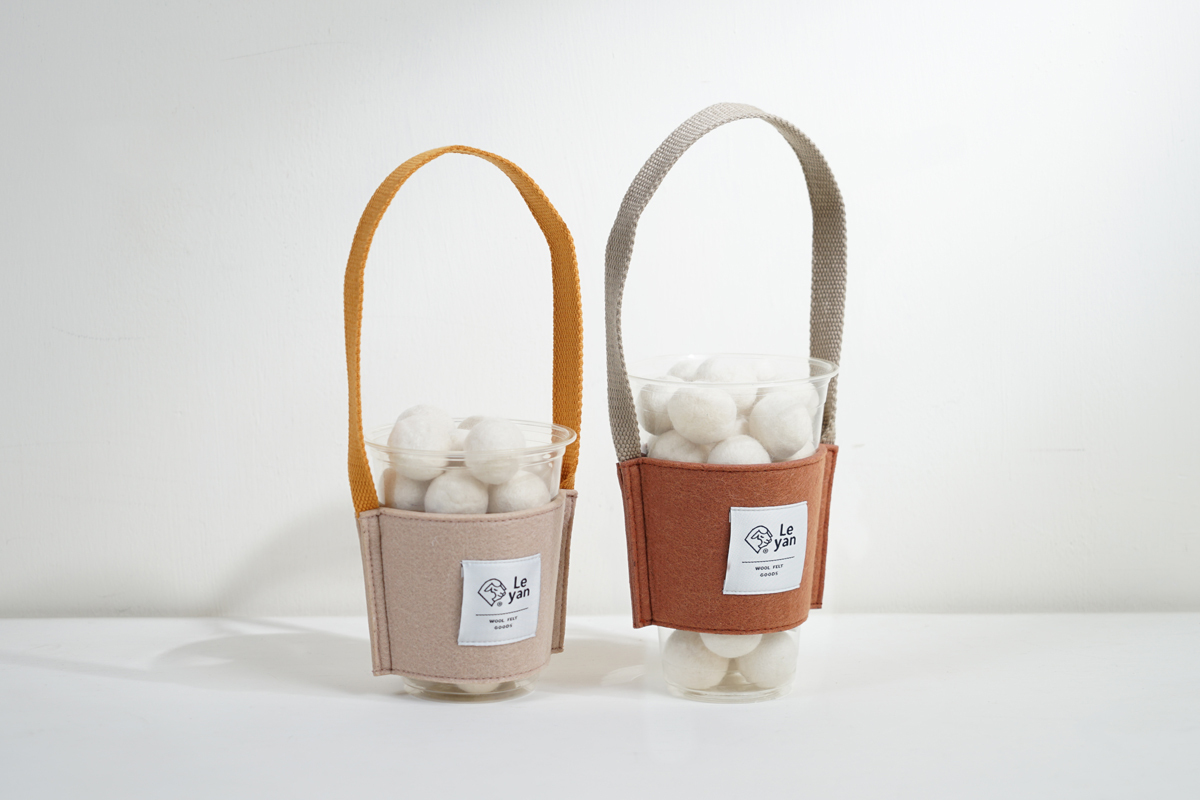 樂洋羊毛氈・Leyan / 提了就走飲料提袋－柑橘色