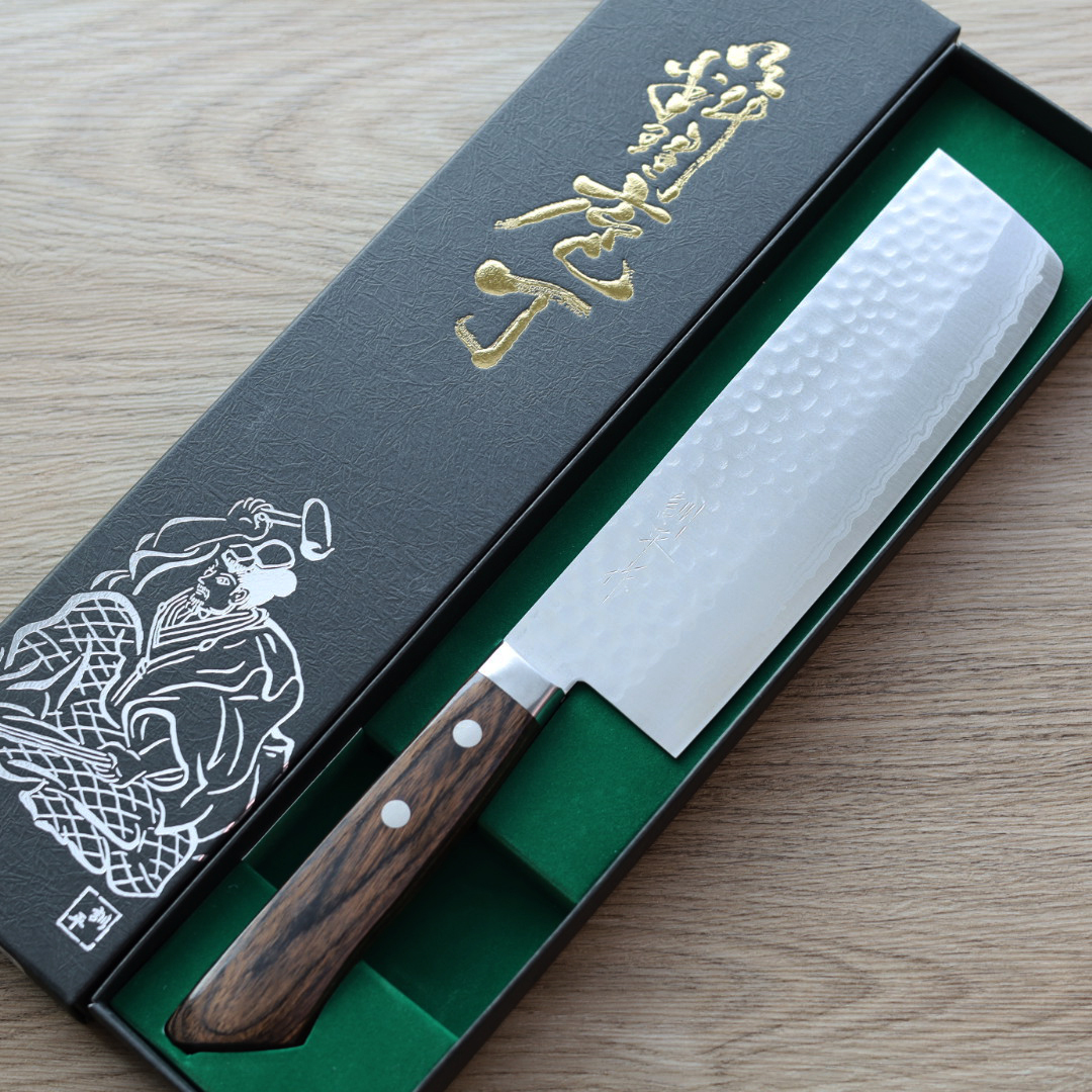 增谷訓生 寬版菜切 165mm VG10鋼 刻流 蘇格蘭柄
