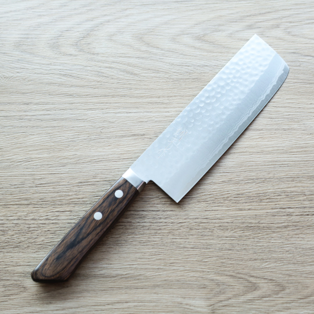 增谷訓生 寬版菜切 165mm VG10鋼 刻流 蘇格蘭柄