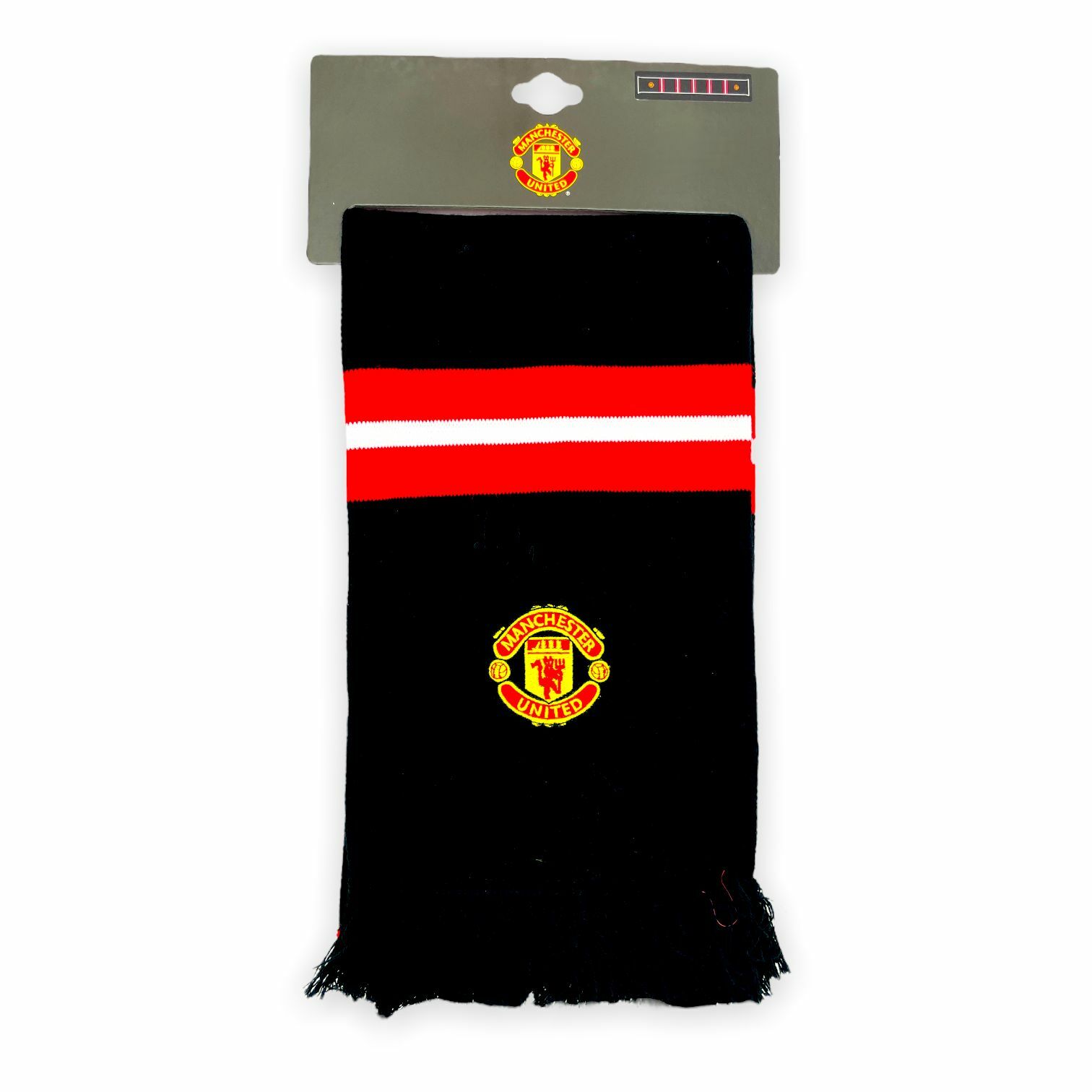 曼聯黑色紅白間繡花會徽頸巾