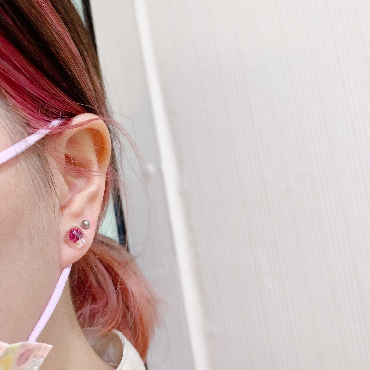 Farbe 小乾花封入細粒耳環