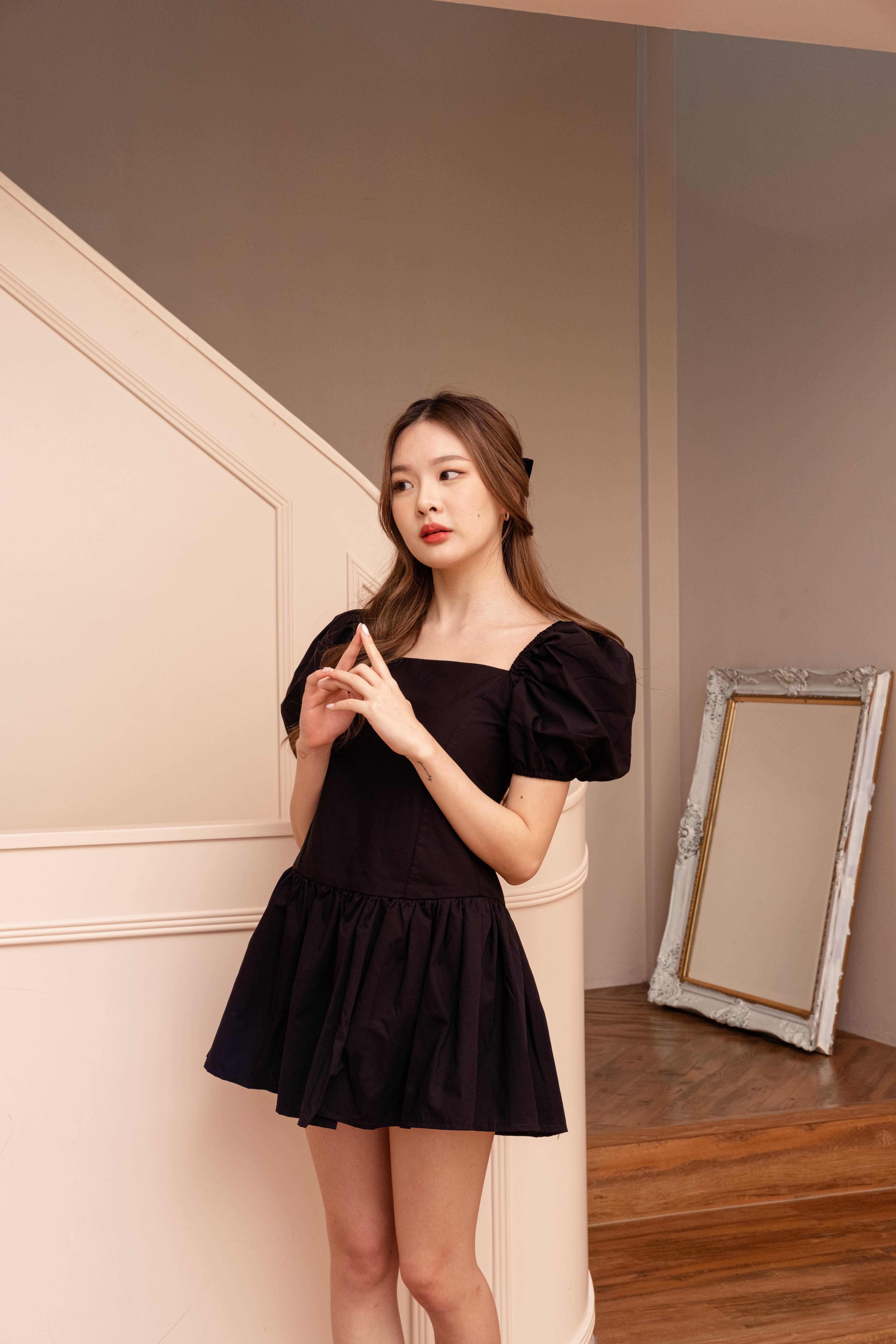 Amari Poplin Dress - Black