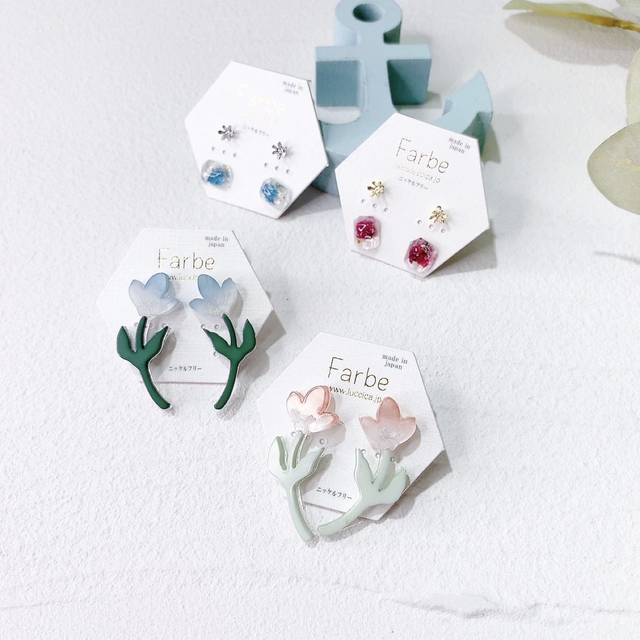 Farbe 北歐風花形耳環