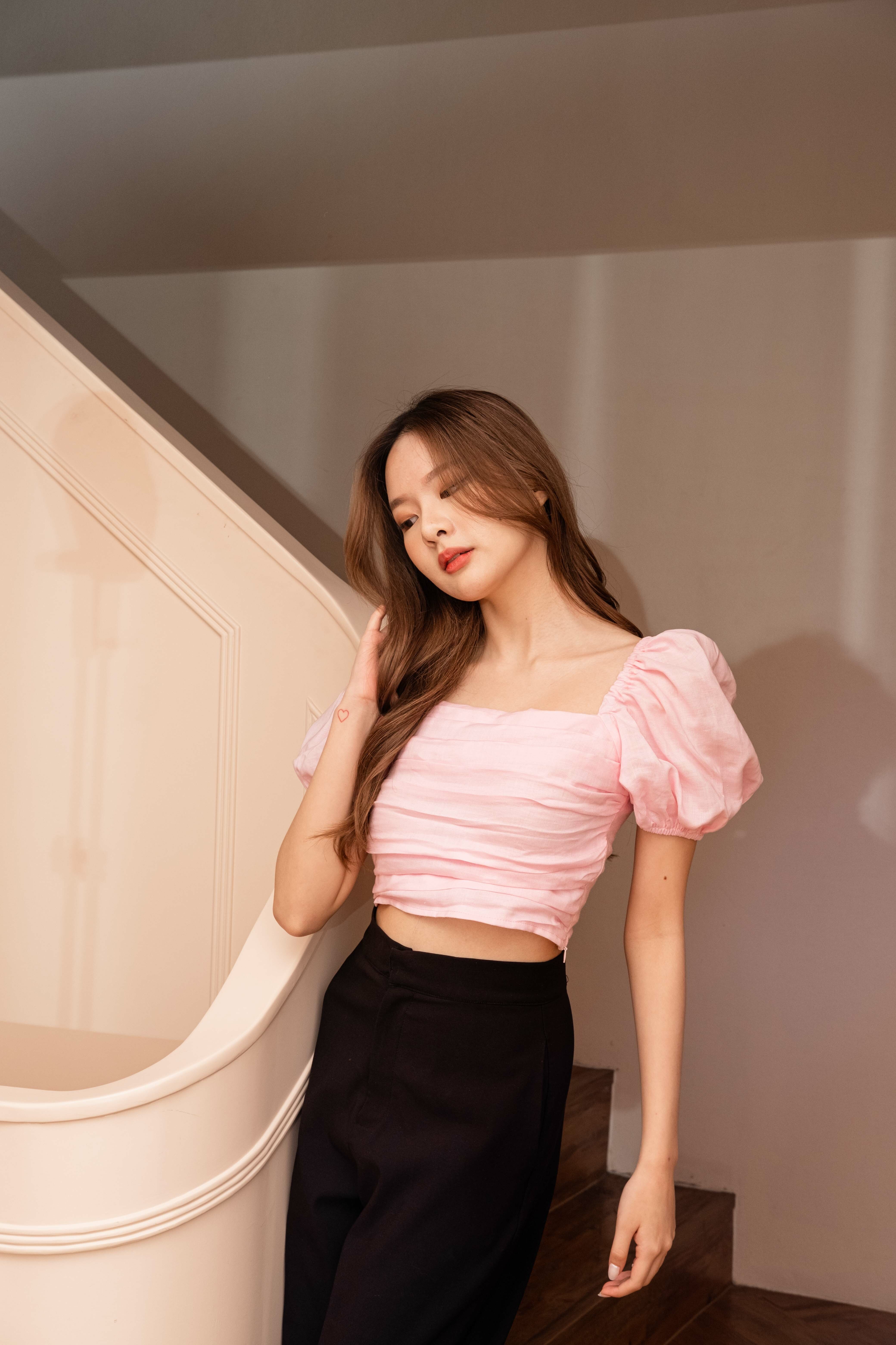 Bethany Linen Top - Pink