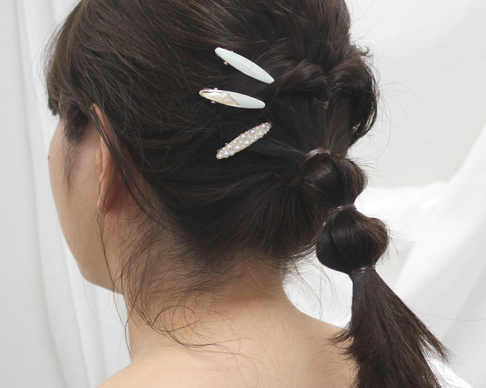 Farbe  珍珠閃面橢形髮夾