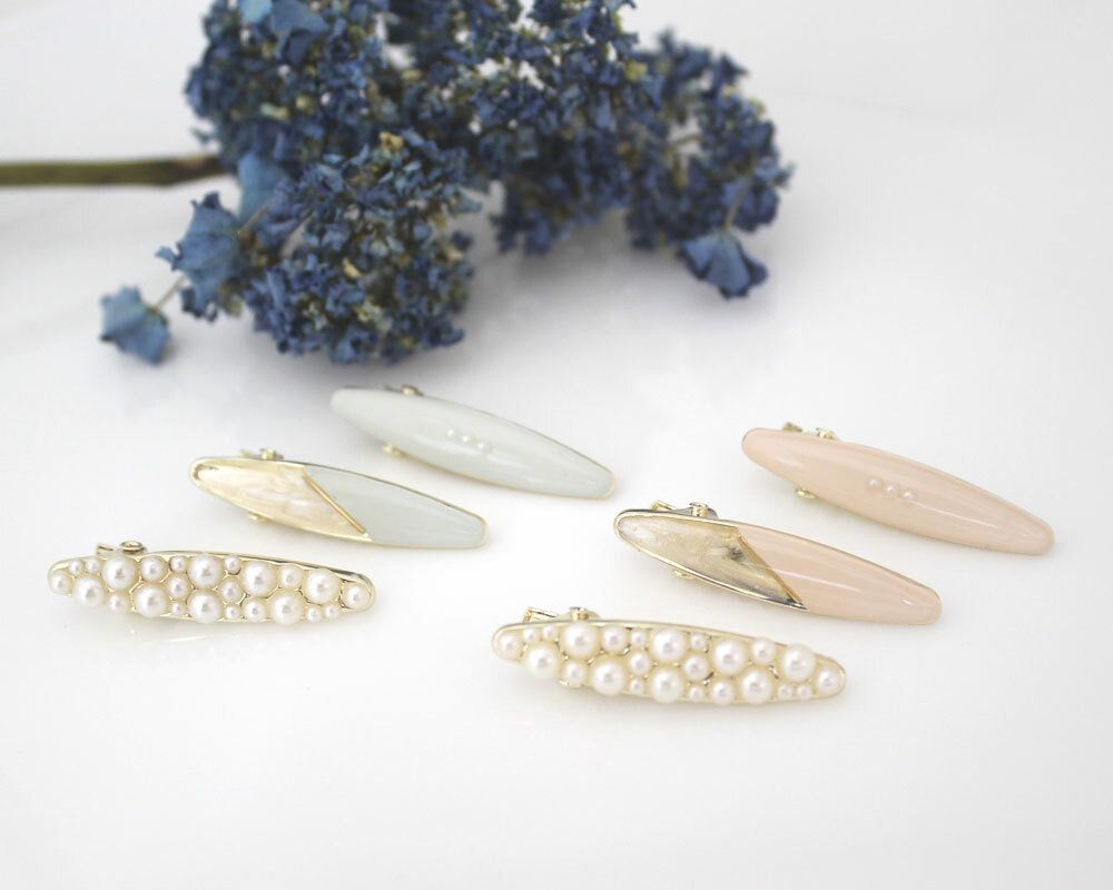 Farbe  珍珠閃面橢形髮夾