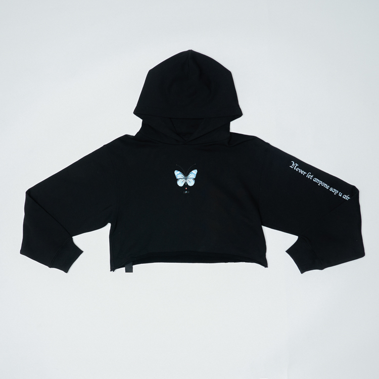 Girl's Bufferfly Print Hoodie (Black)