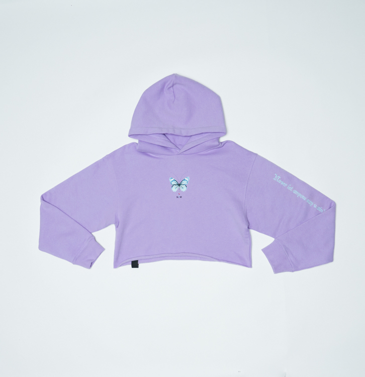 Girl's Bufferfly Print Hoodie (Purple)