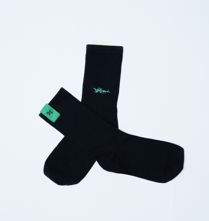 Embroidered NFM Neither fish nor fowl Socks (Black)