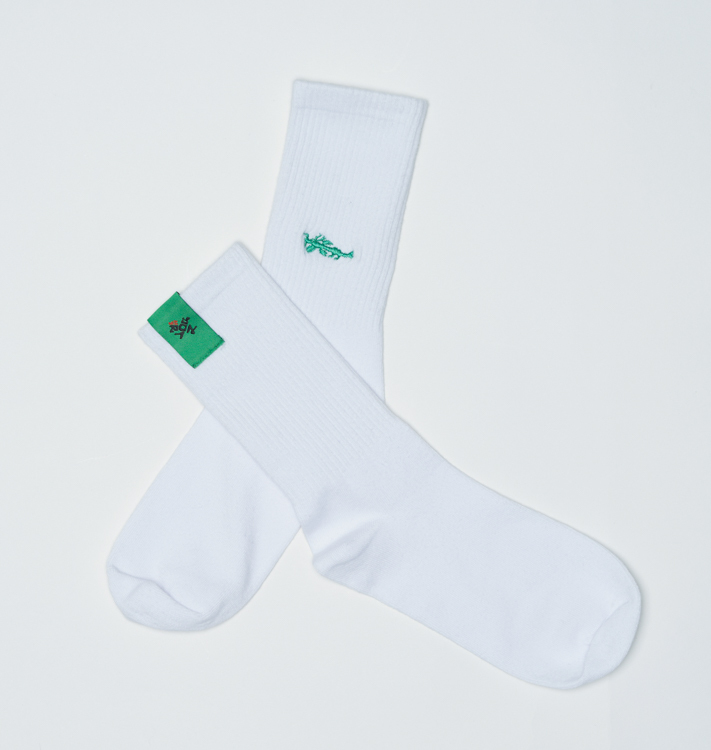 Embroidered NFM Neither fish nor fowl Socks (White)