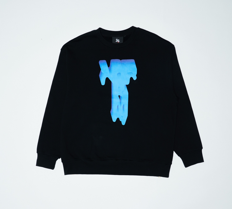 Neon-style Print Crewneck Sweatshirt (Black)