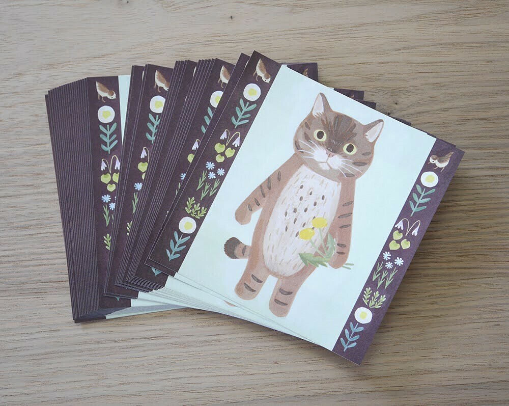 虎斑貓 插畫便條紙 50枚｜日本 4legs