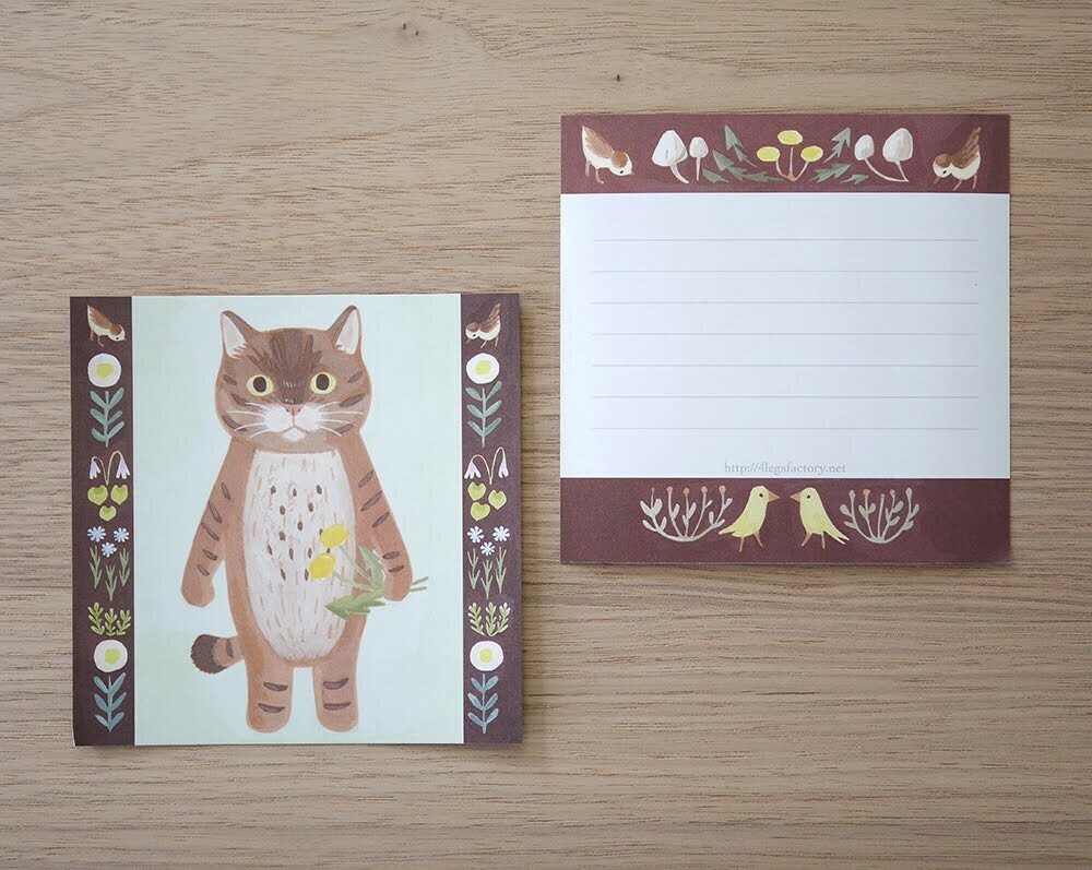 虎斑貓 插畫便條紙 50枚｜日本 4legs
