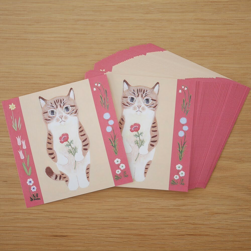 棕虎斑 插畫便條紙 50枚｜日本 4legs