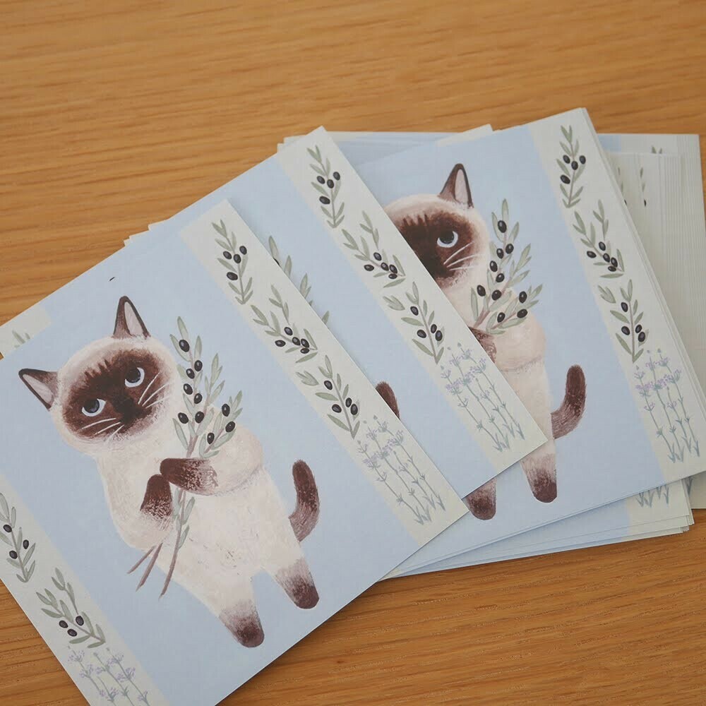 暹羅 插畫便條紙 50枚｜日本 4legs