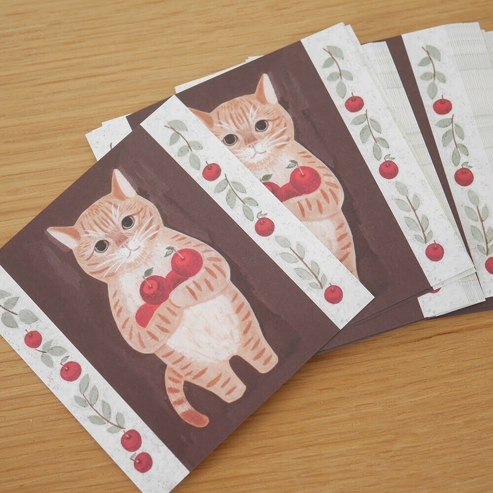 橘虎斑 插畫便條紙 50枚｜日本 4legs