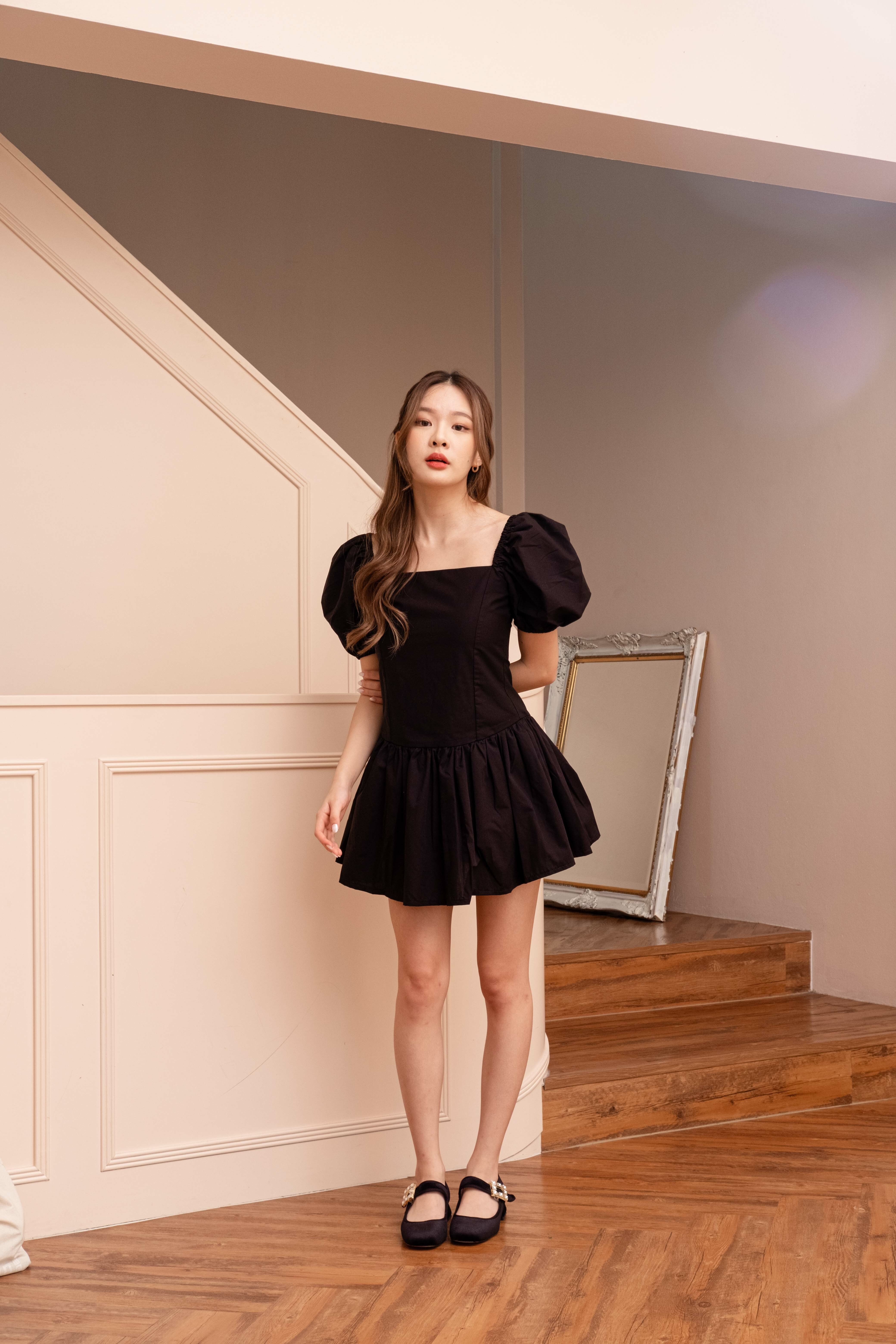 Amari Poplin Dress - Black