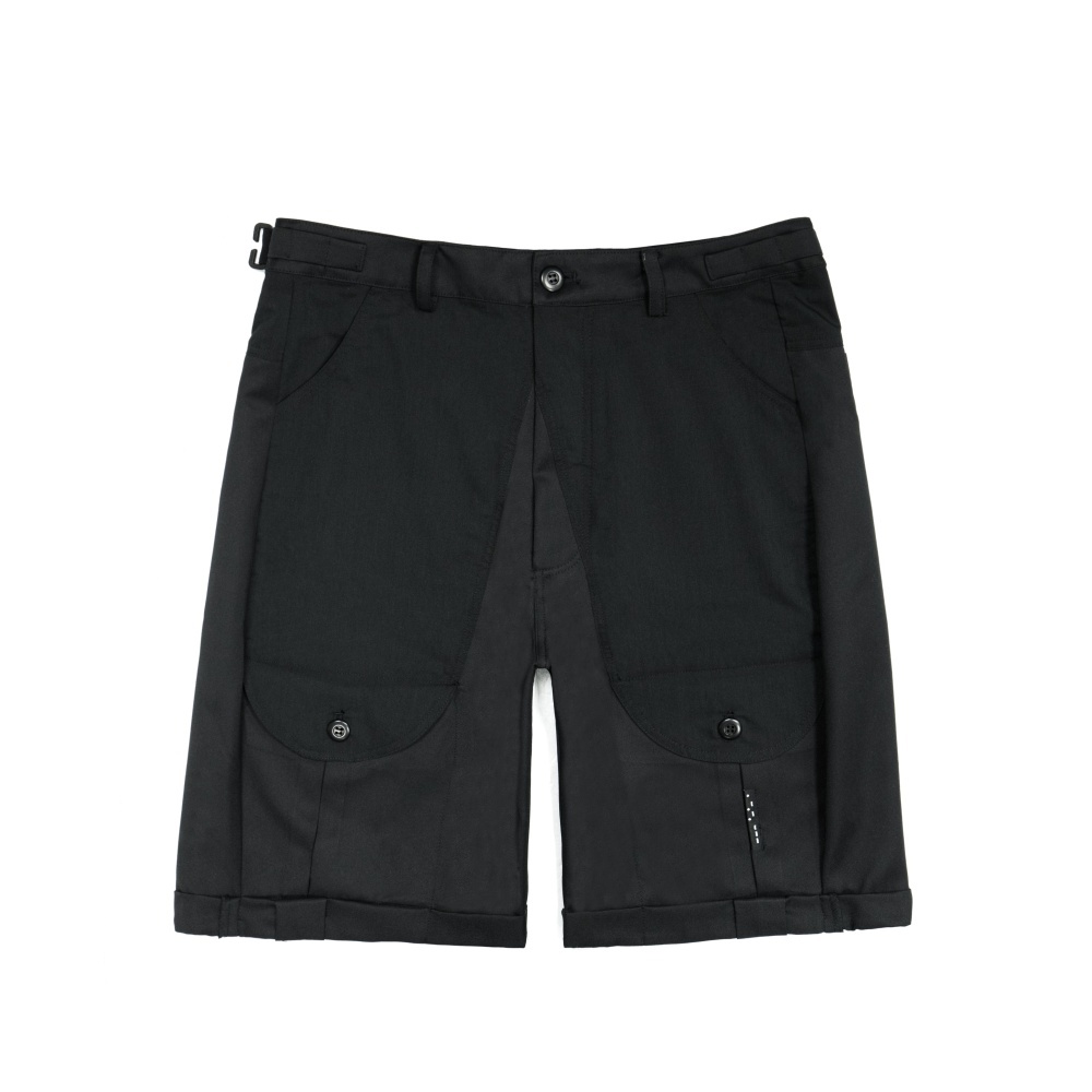 褲口反摺短褲-黑