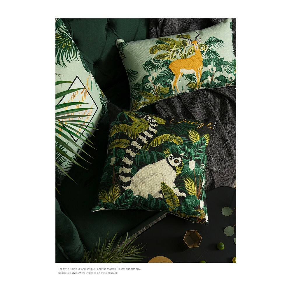 TROMSO奢華時尚叢林棉麻抱枕-U180尊爵羚羊