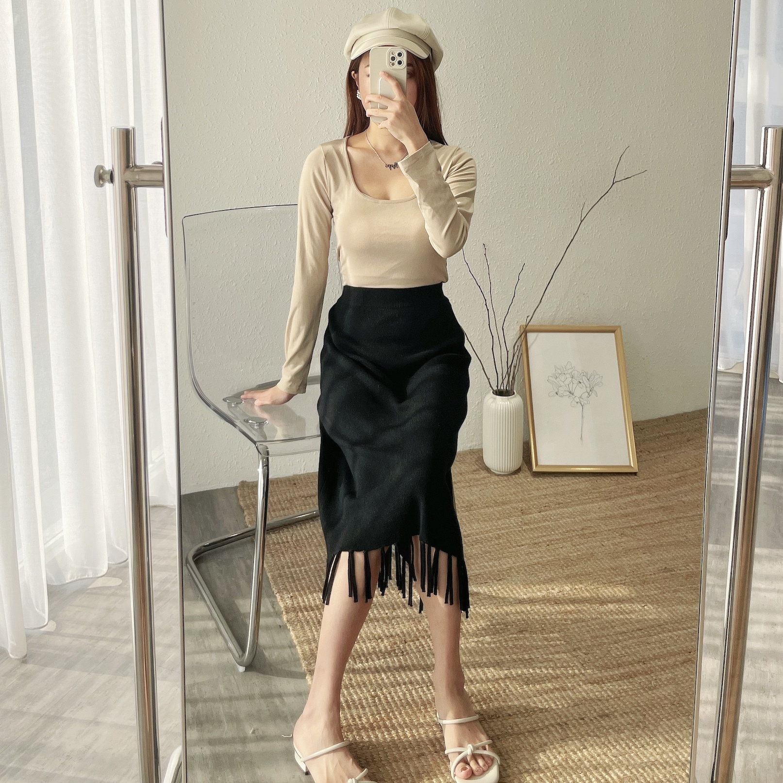 |現貨出清|舒適方領彈力內搭長袖T(3色)