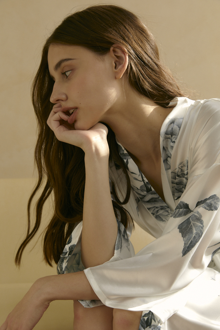 浪花聯名 雋永黑白- 玫瑰花卉 婚禮晨袍【可客製化/睡袍/浴袍】－Heres to Love