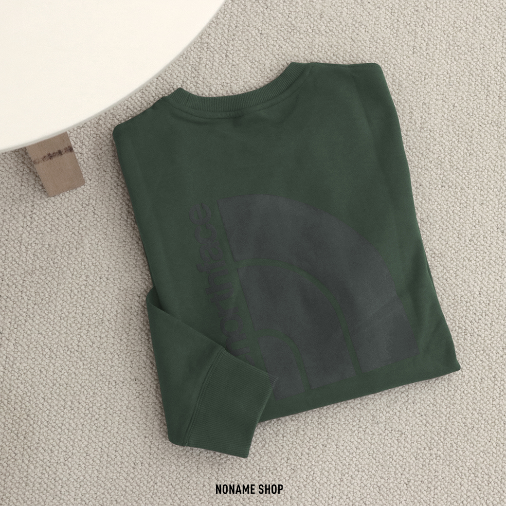 THE NORTH FACE TNF 北臉 燙印 LOGO 大學T 軍綠