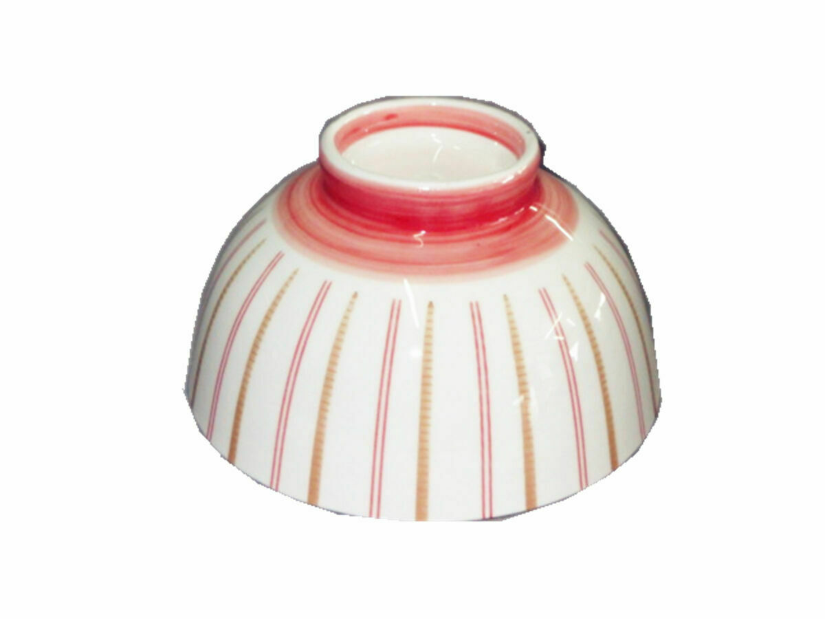 雙條紋餐碗/紅 約11.5x6.4cm