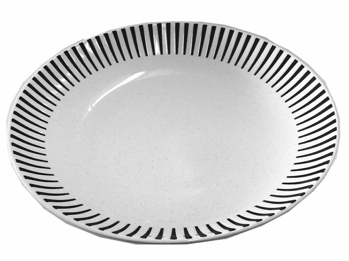 現代條紋 餐盤/白 21.5x3.8cm