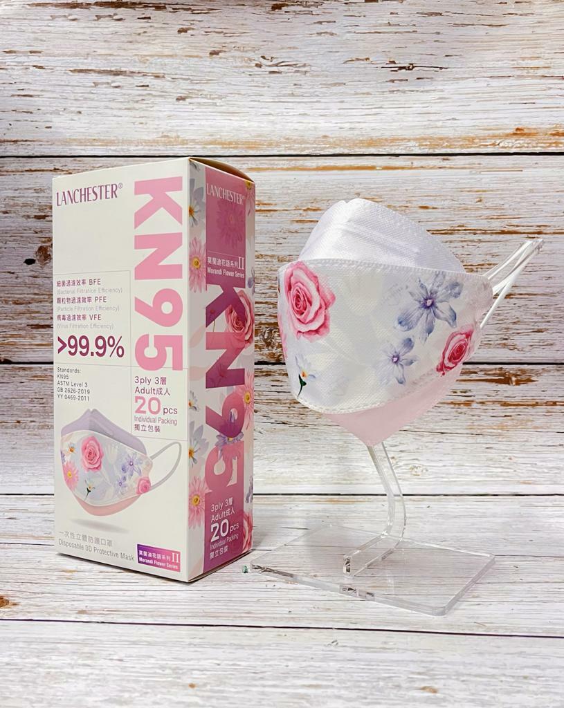 Lanchester KN95一次性立體防護口罩 莫蘭迪花語系列 II (成人)(KF94)(醫用級)(獨立包裝)(20片裝)