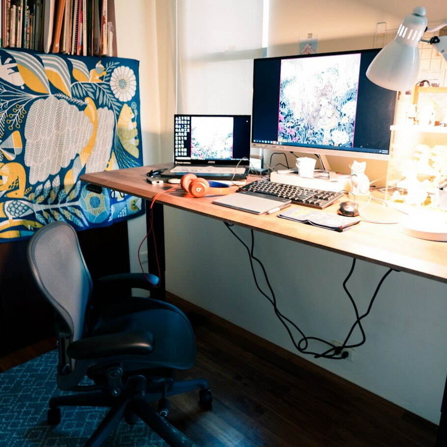 繪師Conago的FUNTE電動升降桌心得-升降桌升起