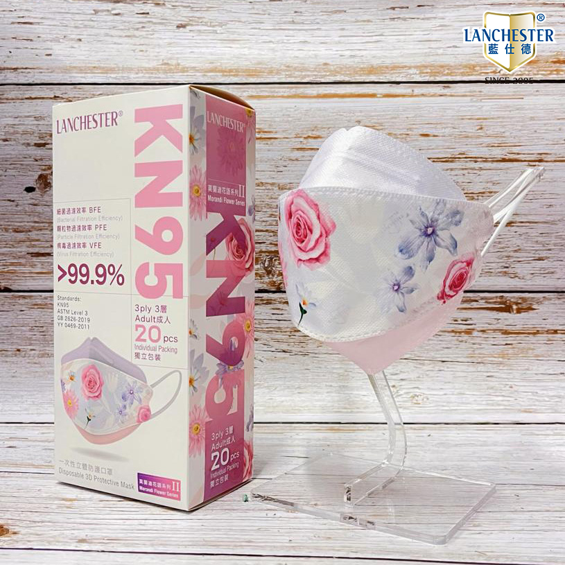 Lanchester KN95一次性立體防護口罩 莫蘭迪花語系列 II (成人)(KF94)(醫用級)(獨立包裝)(20片裝)