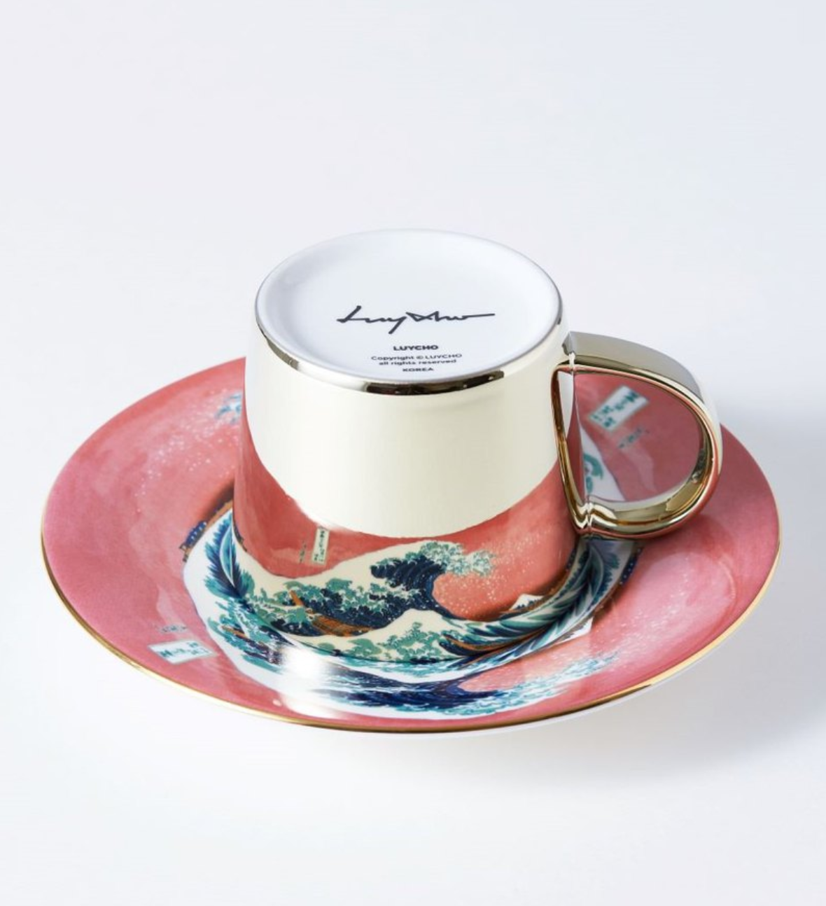韓國 Luycho｜鏡面倒影動物圖案咖啡杯-神奈川沖浪裏 (致敬)